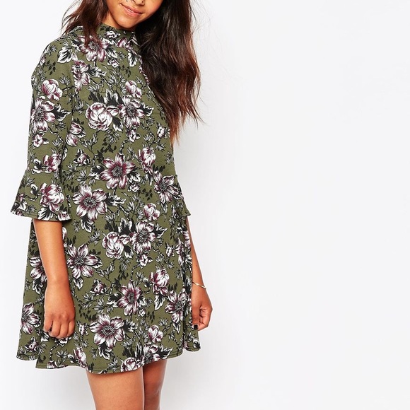 asos green floral dress